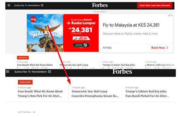 A screenshot showing TotalAV Adblock blocking all ads on Forbes website