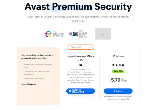 Avast Pricing 