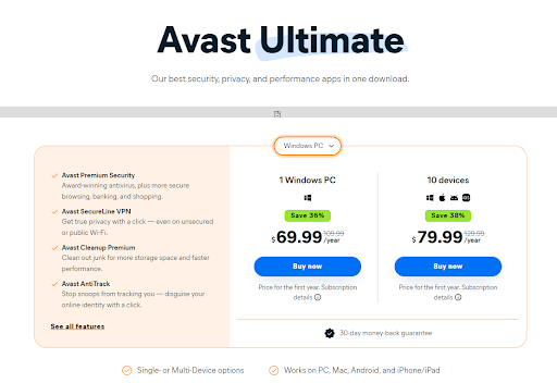 Avast ultimate pricing