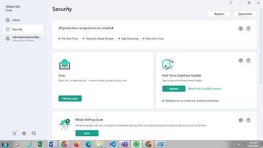 Kaspersky scan feture details